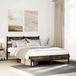 Berkfield Home Elegant Bed Frame without Mattress Smoked Oak 90x190 cm Single En in Brown - thumbnail 2