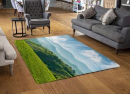 Benjamin Tate Design Panorama Of Beautiful Countryside Of Romania Designer Rug in Natural - Size: Large - thumbnail 2