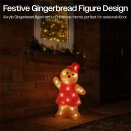 mysmartbuy 31cm Gingerbread Man LED Decoration 30L Warm White LED Battery Powered - thumbnail 4