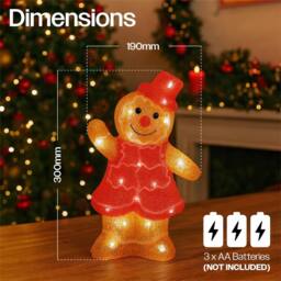 mysmartbuy 31cm Gingerbread Man LED Decoration 30L Warm White LED Battery Powered - thumbnail 3