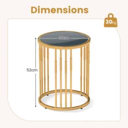 Costway Round Side Table 40cm Sofa End Table Accent Nightstand in Gold - thumbnail 2