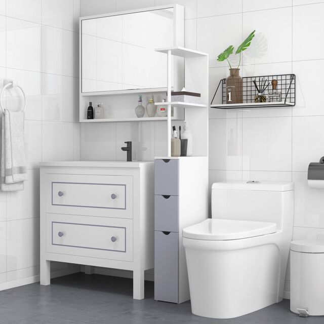 HOMCOM Tall Bathroom Cabinet, Bathroom Storage Cabinet W/ Shelf, Drawers - image 1