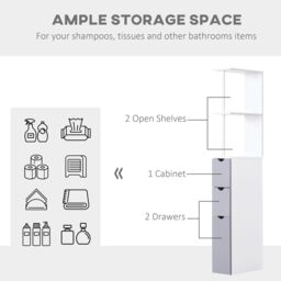 HOMCOM Tall Bathroom Cabinet, Bathroom Storage Cabinet W/ Shelf, Drawers - thumbnail 4