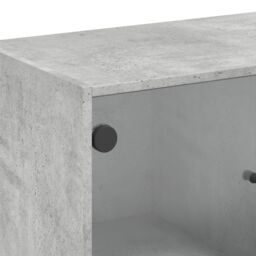 Berkfield Home Side Cabinet with Glass Doors Concrete Grey 68x37x75.5 cm - thumbnail 9