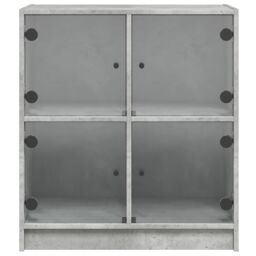 Berkfield Home Side Cabinet with Glass Doors Concrete Grey 68x37x75.5 cm - thumbnail 6