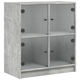 Berkfield Home Side Cabinet with Glass Doors Concrete Grey 68x37x75.5 cm - thumbnail 2