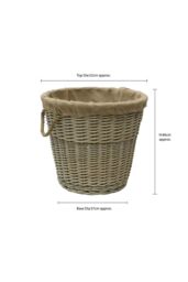 JVL Antique Wash Round Lined Chunky log Basket in Brown - thumbnail 5