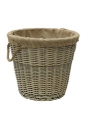 JVL Antique Wash Round Lined Chunky log Basket in Brown - thumbnail 3