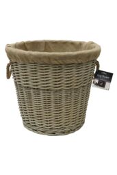 JVL Antique Wash Round Lined Chunky log Basket in Brown - thumbnail 1