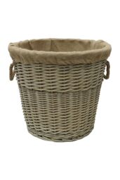 JVL Antique Wash Round Lined Chunky log Basket in Brown - thumbnail 2