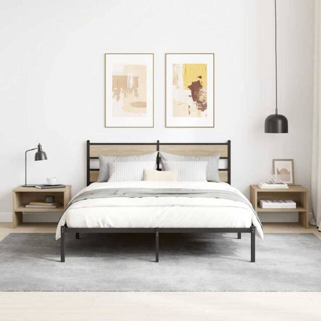 Berkfield Home Elegant Bedside Cabinet Sonoma Oak 40x30x30 cm Engineered Wood in Light Sand - Size: 40 x 30 x 30 cm - image 1