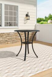 Living and Home Round Cast Aluminum Outdoor Garden Dining Table in Black - thumbnail 3