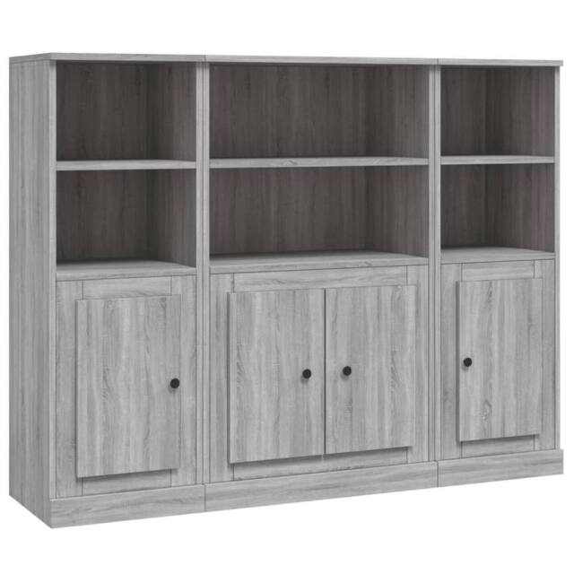 Berkfield Home Highboards 3 pcs Grey Sonoma Engineered Wood - image 1