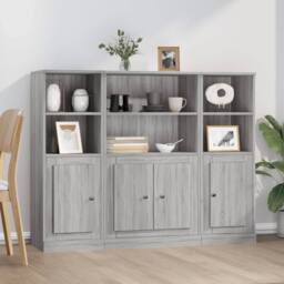 Berkfield Home Highboards 3 pcs Grey Sonoma Engineered Wood - thumbnail 2