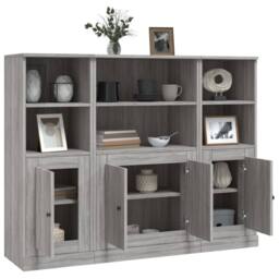 Berkfield Home Highboards 3 pcs Grey Sonoma Engineered Wood - thumbnail 4