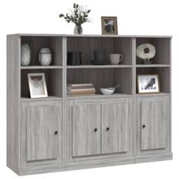 Berkfield Home Highboards 3 pcs Grey Sonoma Engineered Wood - thumbnail 3