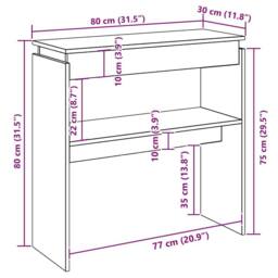 Berkfield Home Console Table Smoked Oak 80x30x80 cm Engineered Wood in Brown - Size: 80 x 30 x 80 cm - thumbnail 6