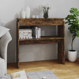 Berkfield Home Console Table Smoked Oak 80x30x80 cm Engineered Wood in Brown - Size: 80 x 30 x 80 cm - thumbnail 2