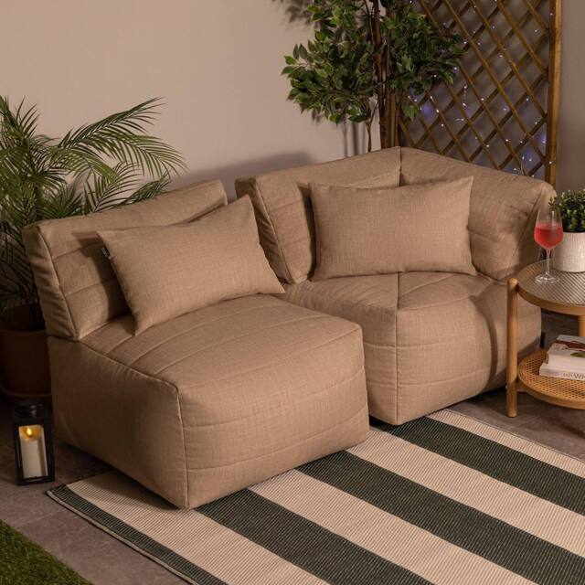 icon 2pcs Noa Bean Bag, 1x Corner, 1x Recliner, Outdoor Woven Natural