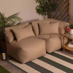 icon 2pcs Noa Bean Bag, 1x Corner, 1x Recliner, Outdoor Woven Natural - thumbnail 1