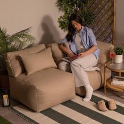 icon 2pcs Noa Bean Bag, 1x Corner, 1x Recliner, Outdoor Woven Natural - thumbnail 2