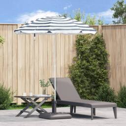 Berkfield Home Beach Parasol with Aluminium Pole Blue & White 240 cm - thumbnail 1