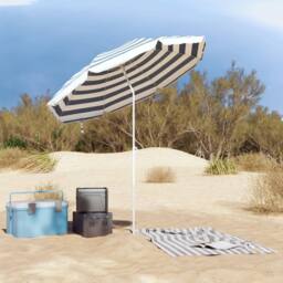 Berkfield Home Beach Parasol with Aluminium Pole Blue & White 240 cm - thumbnail 3