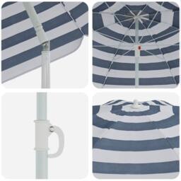 Berkfield Home Beach Parasol with Aluminium Pole Blue & White 240 cm - thumbnail 5