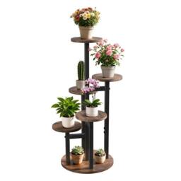 Kelvenix 6 Tier Round Plant Stand Flower Shelf Corner Pots in Brown