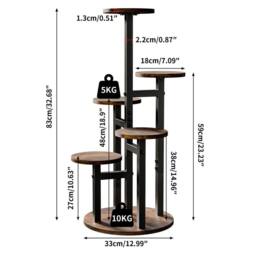 Kelvenix 6 Tier Round Plant Stand Flower Shelf Corner Pots in Brown - thumbnail 2