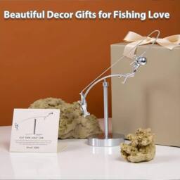 VOGREX Kinetic Fishing Sculpture - The Fisherman Balancing Art, Home Decor in Silver - thumbnail 4