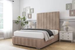 "Comfort Beds Paris Naples Bed Frame - 50"" Upholstered Headboard in Light Brown - Size: King" - thumbnail 1