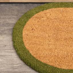 Melody Maison Natural Oval Coir Door Mat With A Green Border in Light Brown - thumbnail 3