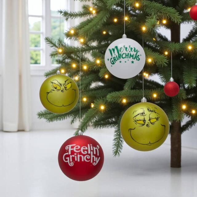Garden Greatness Set Of 4 Giant Hanging Grinch Baubles in Green - Size: 1 Pack - image 1