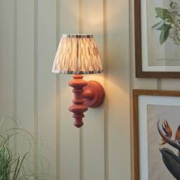 Netlighting Carnaby Pink Wall Light Fabric Ikat Shade 20cm B22 - thumbnail 2