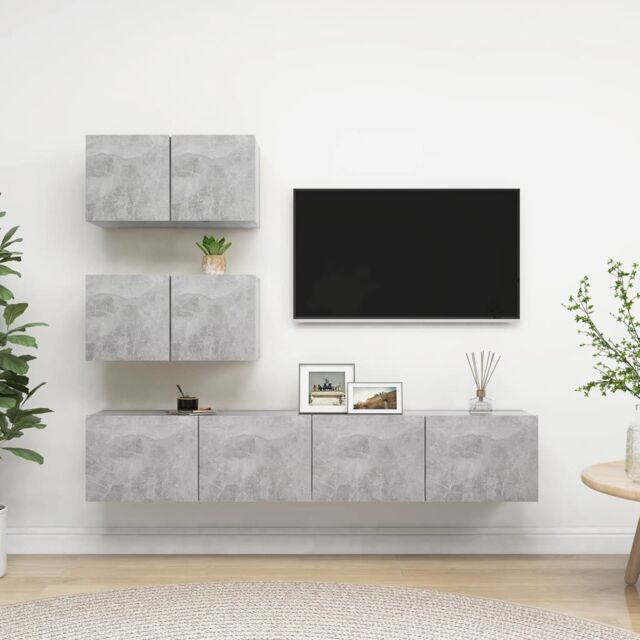 Berkfield Home 4 Piece TV Cabinet Set Concrete Grey Engineered Wood - image 1
