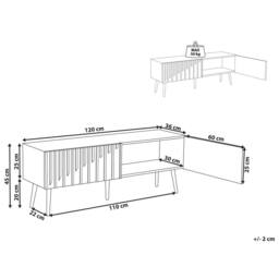 Wyld and Coco TV Stand - Black MDF Frame Rubberwood Doors Iron Legs in Brown - thumbnail 3