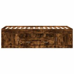 Berkfield Home Versatile Daybed with Drawers without Mattress Smoked Oak 90x200 cm in Brown - thumbnail 4