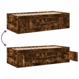Berkfield Home Versatile Daybed with Drawers without Mattress Smoked Oak 90x200 cm in Brown - thumbnail 7