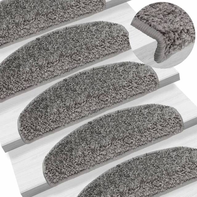 Berkfield Home Carpet Stair Treads 15 pcs Grey 65x21x4 cm - Size: Medium - image 1