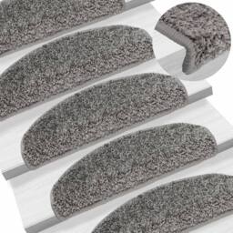 Berkfield Home Carpet Stair Treads 15 pcs Grey 65x21x4 cm - Size: Medium - thumbnail 1