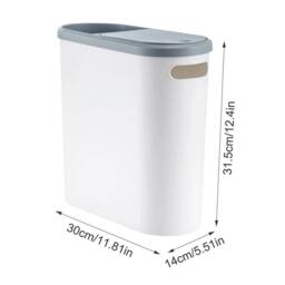 Nordara Slim Plastic Narrow Bin With Lid Bathroom Kitchen Toilet Dustbin in White - thumbnail 2