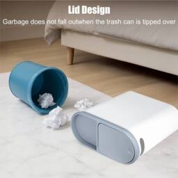 Nordara Slim Plastic Narrow Bin With Lid Bathroom Kitchen Toilet Dustbin in White - thumbnail 5