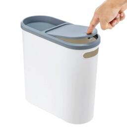 Nordara Slim Plastic Narrow Bin With Lid Bathroom Kitchen Toilet Dustbin in White - thumbnail 1