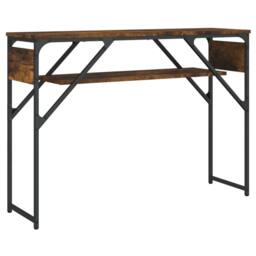 Berkfield Home Decorative Console Table with Shelf Smoked Oak 105x30x75cm Engine in Brown - Size: 105 x 30 x 75 cm - thumbnail 3