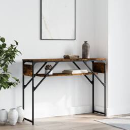 Berkfield Home Decorative Console Table with Shelf Smoked Oak 105x30x75cm Engine in Brown - Size: 105 x 30 x 75 cm - thumbnail 2