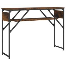 Berkfield Home Decorative Console Table with Shelf Smoked Oak 105x30x75cm Engine in Brown - Size: 105 x 30 x 75 cm - thumbnail 6