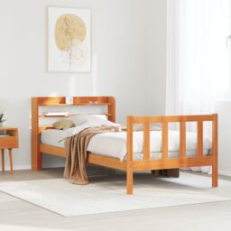 Berkfield Home Bed Frame with Headboard without Mattress Wax Brown 100x200 cm - thumbnail 1