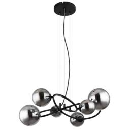 Netlighting Riha Globe Pendant Matt Black Smoke Glass Shade 6x G9 3000K - thumbnail 2