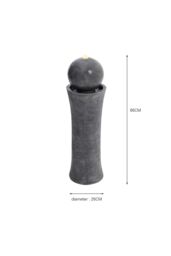 Garden Sanctuary Outdoor Cylindrical Water Polo Fountain with Warm Light in Natural - thumbnail 6